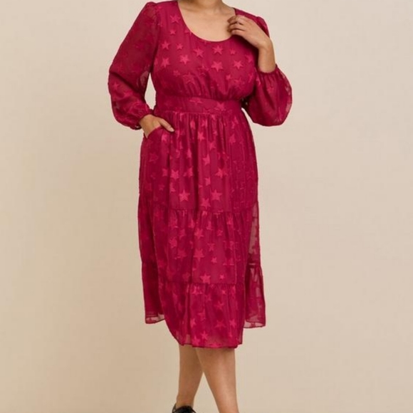 HOST PICK! TORRID Beautiful Clip Dot Star Long Sleeve Dress Medium - Picture 4 of 6
